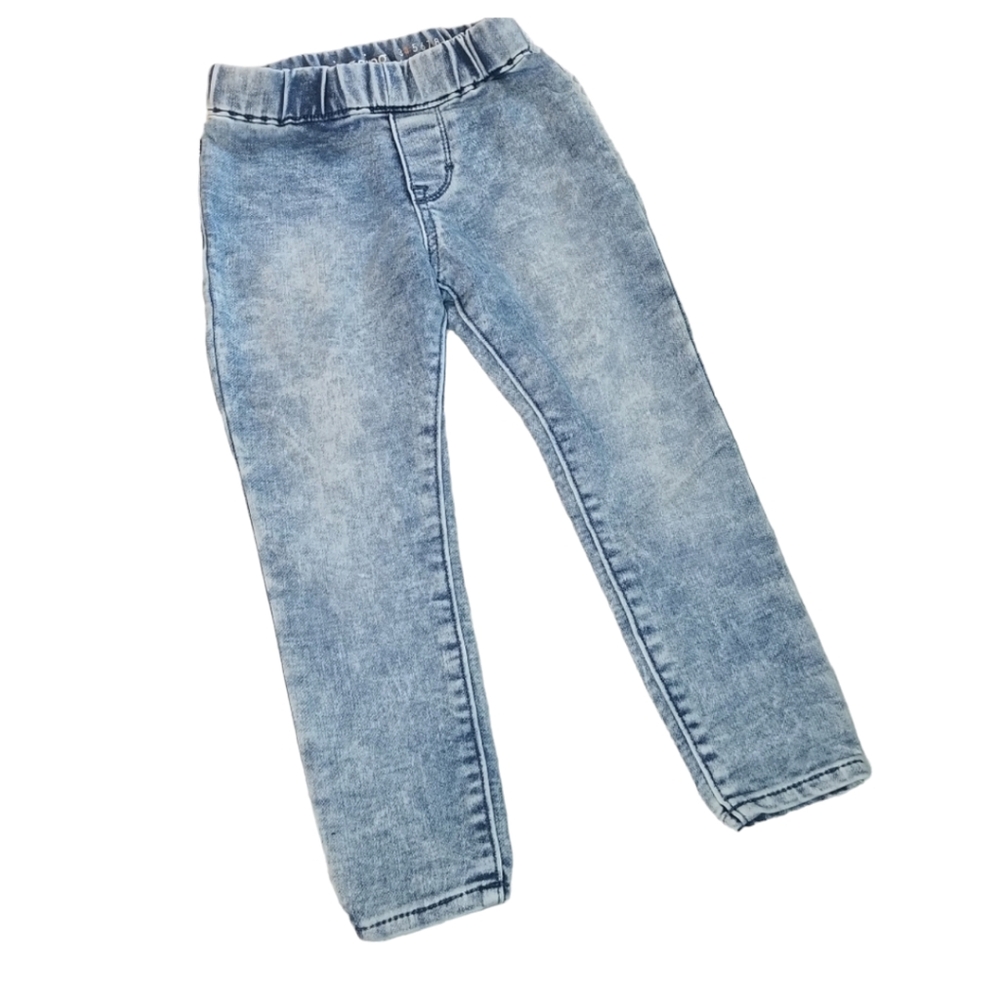 NWT Gymboree Girl Child Size 4 White Blue Acid Wash Elastic Jegging Pants
